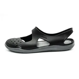 Crocs Swiftwater Flat Sandals Rubber Grey Colour For Women