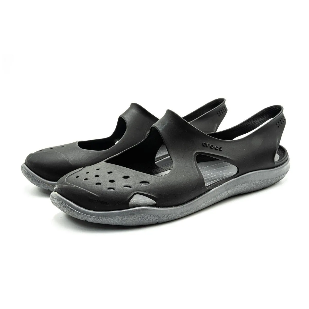 Crocs Swiftwater Flat Sandals Rubber Grey Colour For Women