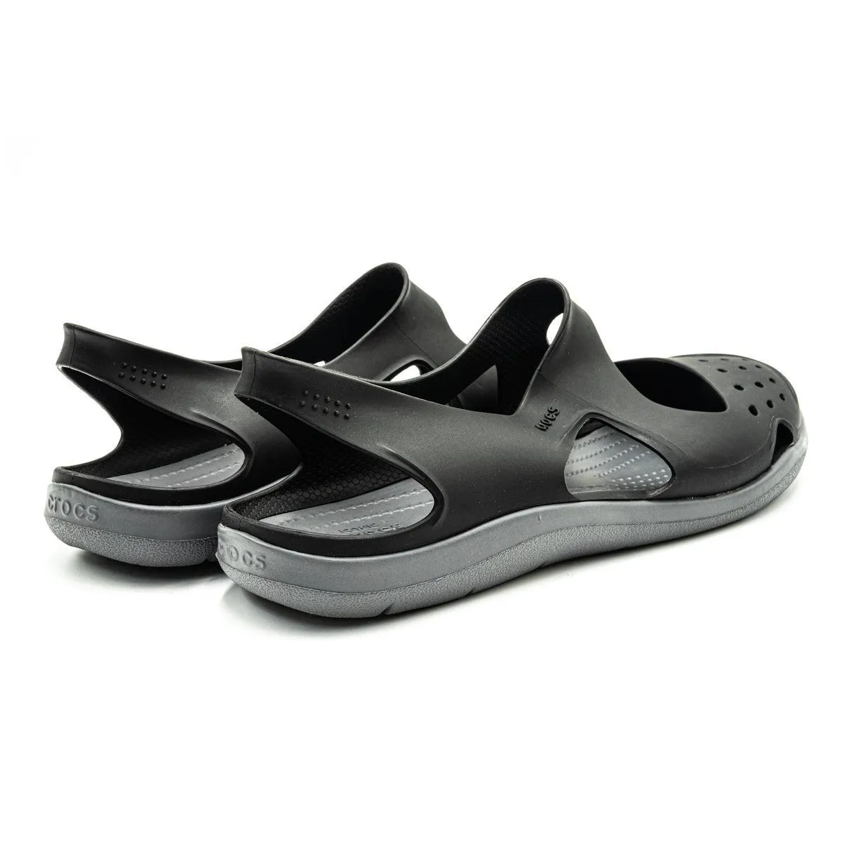 Crocs Swiftwater Flat Sandals Rubber Grey Colour For Women