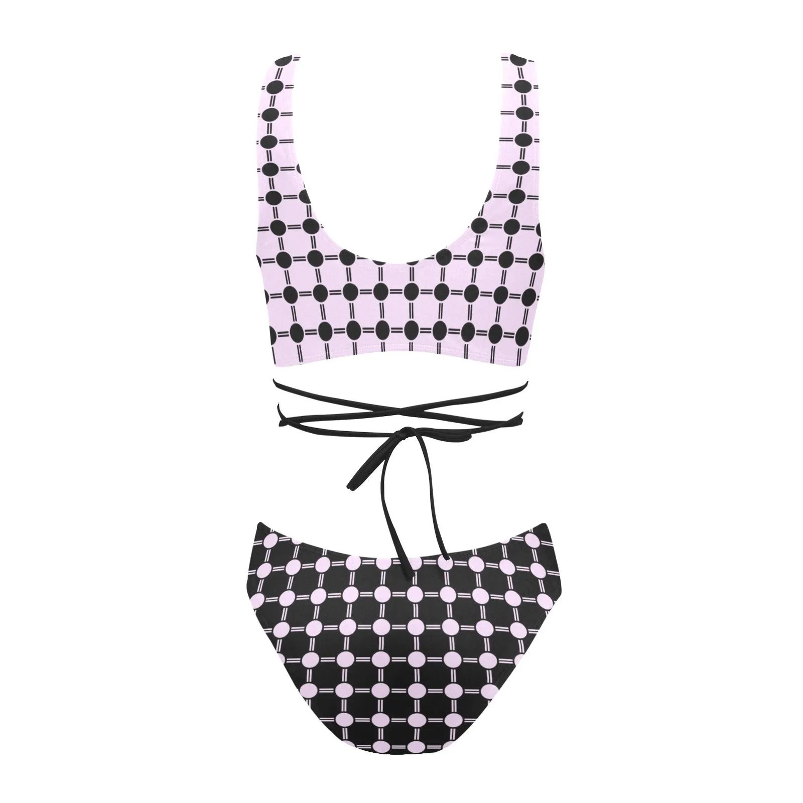 lav 3 print 3A Cross String Bikini Set (Model S29)
