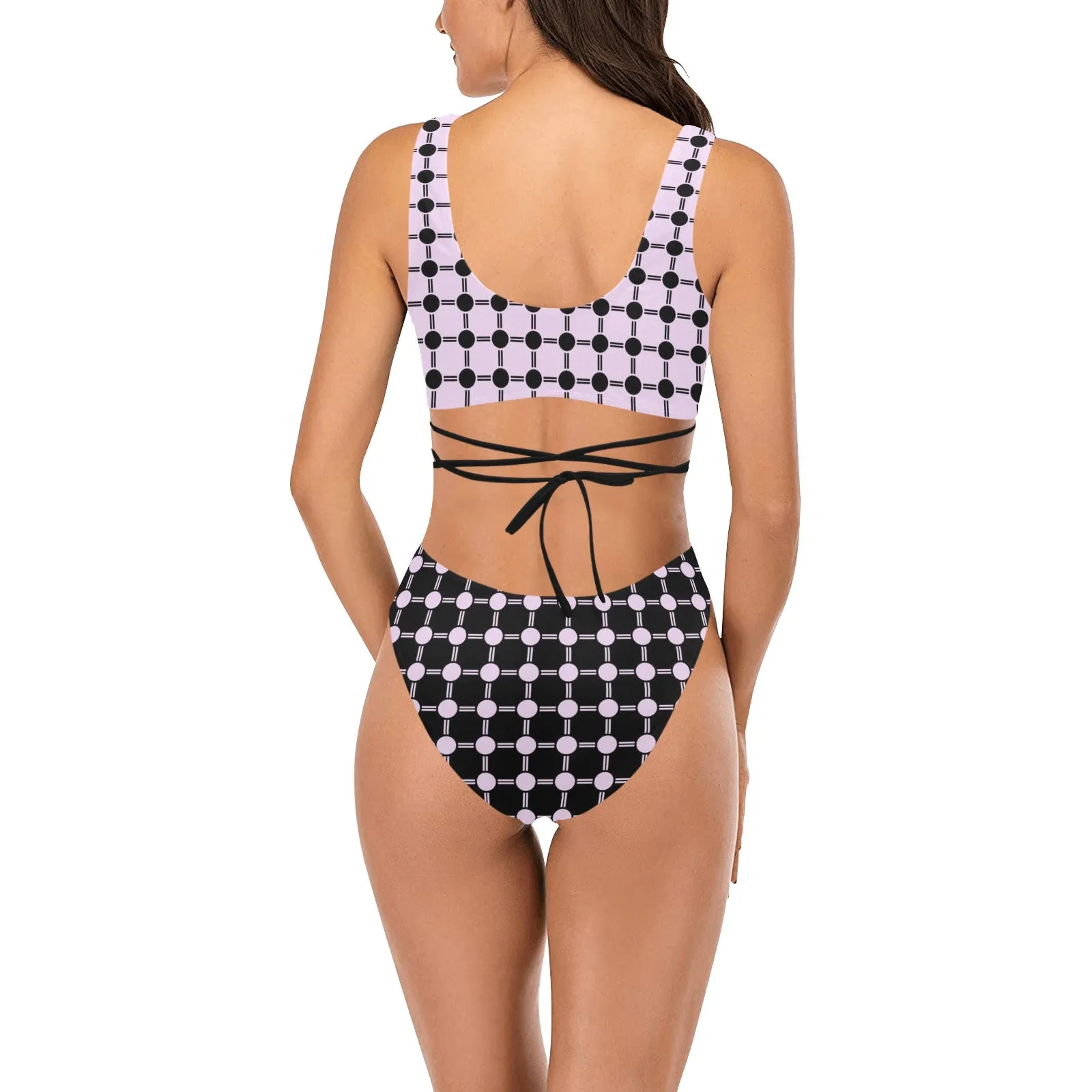 lav 3 print 3A Cross String Bikini Set (Model S29)
