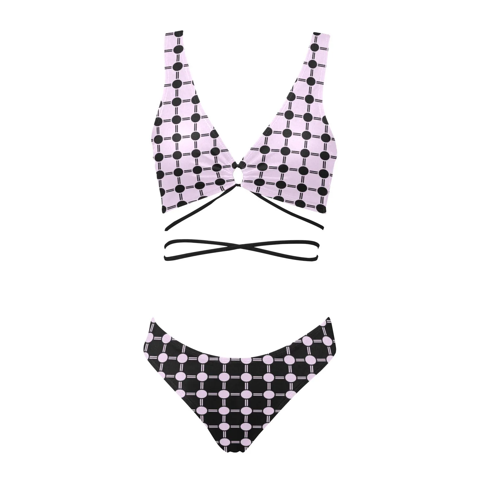 lav 3 print 3A Cross String Bikini Set (Model S29)
