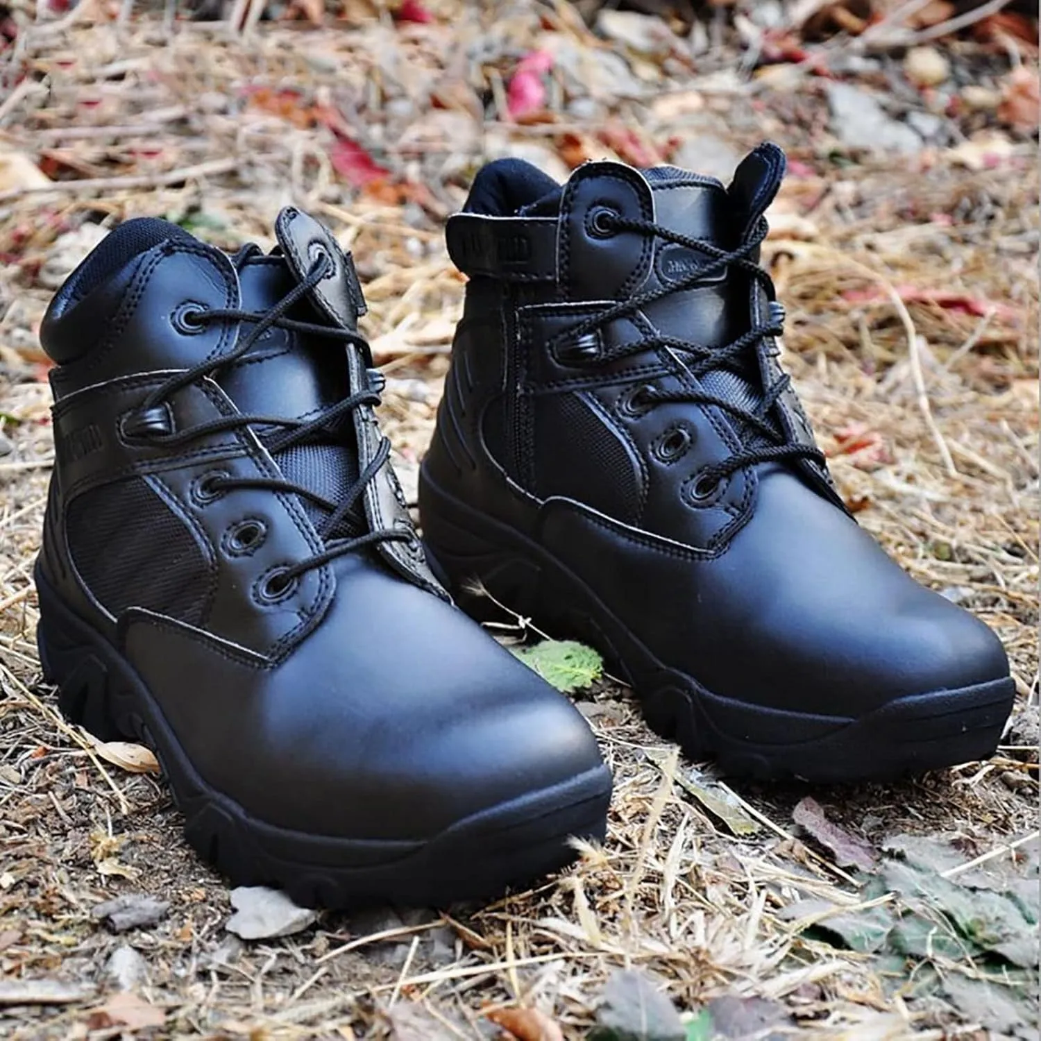 Men's Ultralight Tactical Military Boots, Comfort Breathable with Zipper Rubber Sole Hiking Shoes, Outdoor Lace-up Sports Durable Desert Combat Shoes