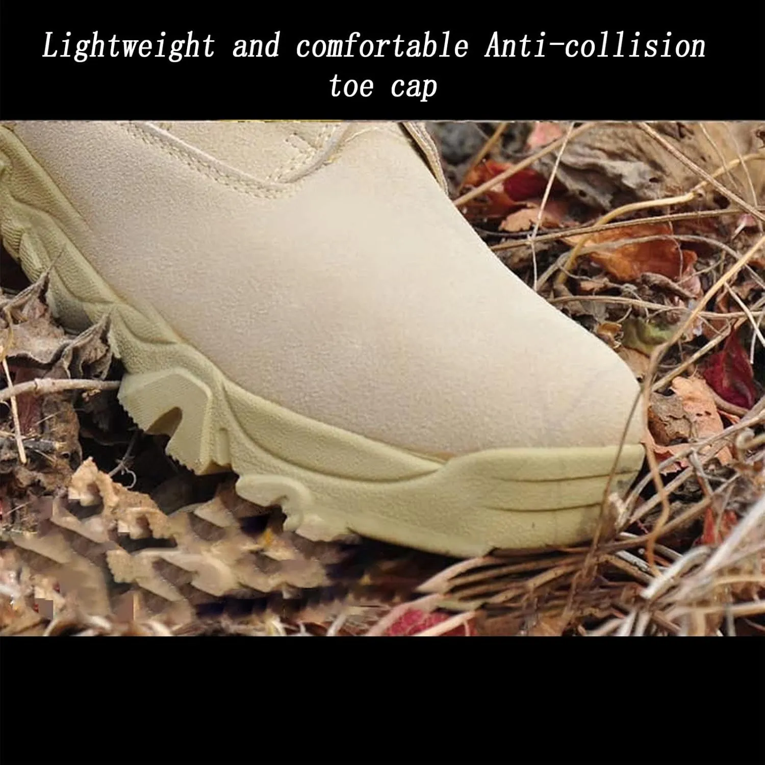 Men's Ultralight Tactical Military Boots, Comfort Breathable with Zipper Rubber Sole Hiking Shoes, Outdoor Lace-up Sports Durable Desert Combat Shoes