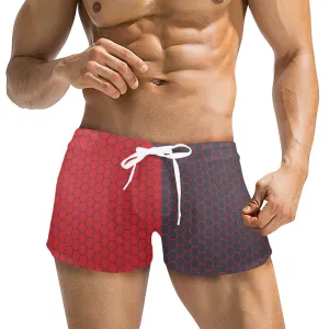 red grey hex two tone print 2 Men's Swim Trunks with Zipper Pocket (Model L71)