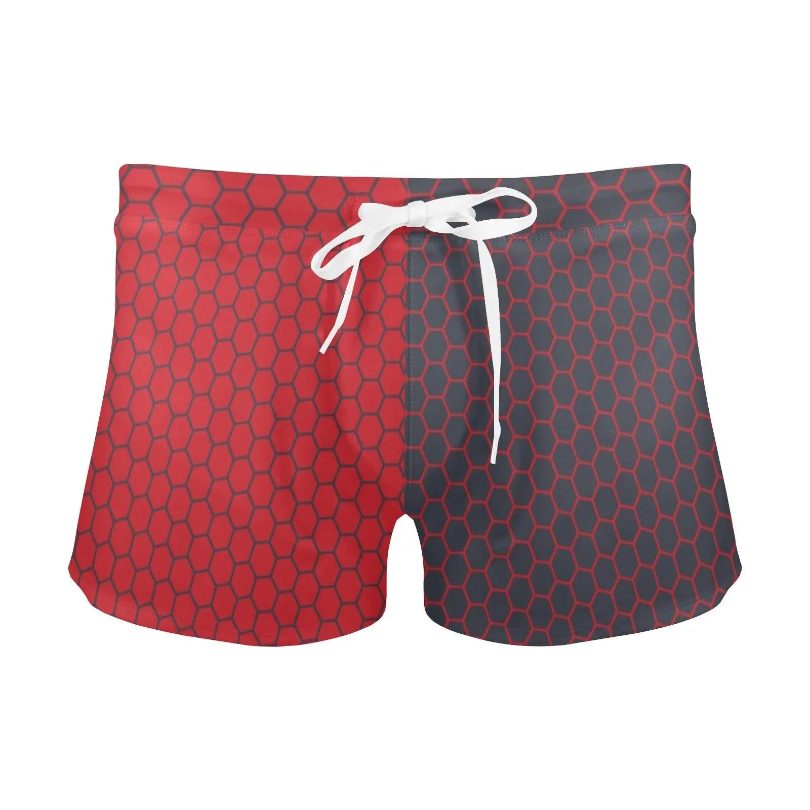 red grey hex two tone print 2 Men's Swim Trunks with Zipper Pocket (Model L71)