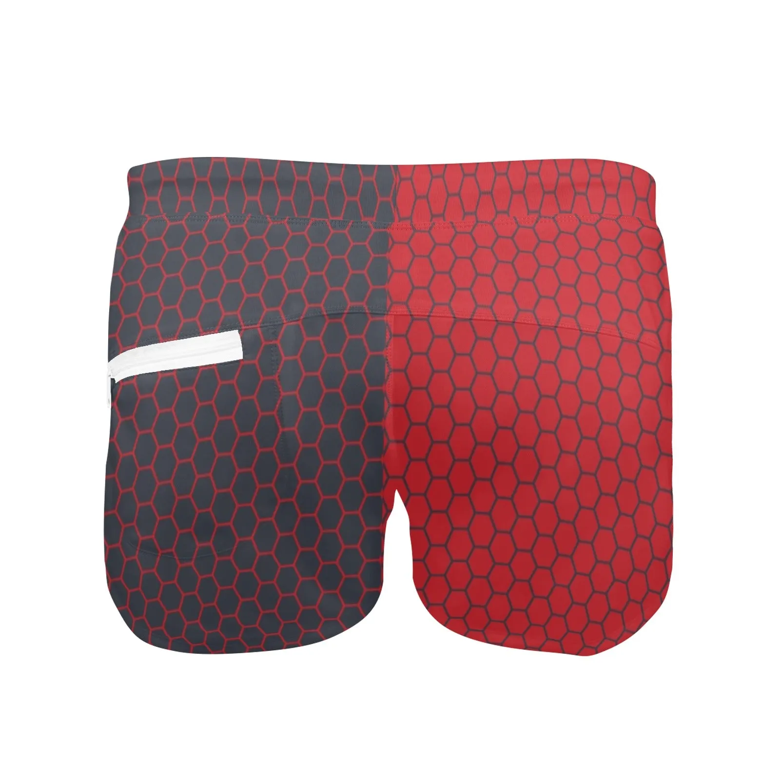red grey hex two tone print 2 Men's Swim Trunks with Zipper Pocket (Model L71)