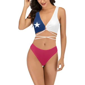 tex blue 2 Cross String Bikini Set (Model S29)