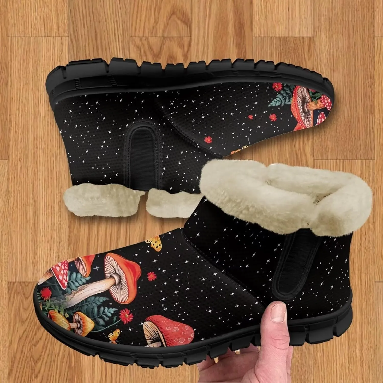 Winter Arch Support Ankle Boots for Women Plush Fuzzy Snow Booties Warm Anti-Slip Outdoor Shoes Size 6-12