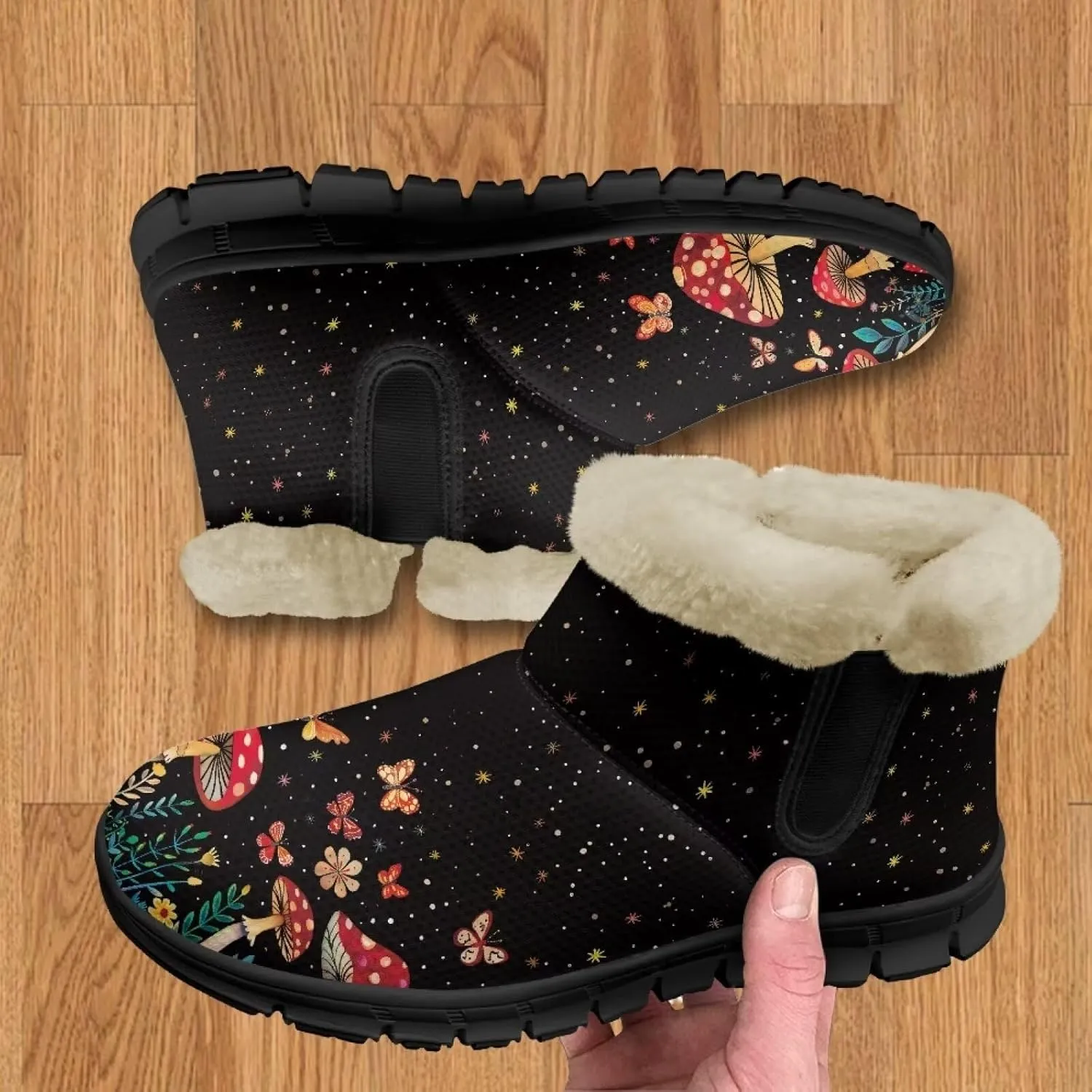 Winter Arch Support Ankle Boots for Women Plush Fuzzy Snow Booties Warm Anti-Slip Outdoor Shoes Size 6-12