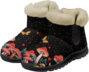 Winter Arch Support Ankle Boots for Women Plush Fuzzy Snow Booties Warm Anti-Slip Outdoor Shoes Size 6-12