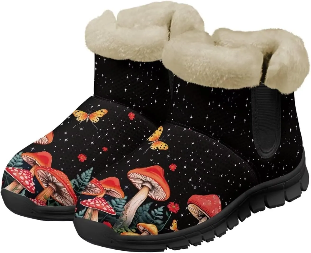 Winter Arch Support Ankle Boots for Women Plush Fuzzy Snow Booties Warm Anti-Slip Outdoor Shoes Size 6-12