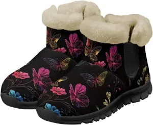 Winter Arch Support Ankle Boots for Women Plush Fuzzy Snow Booties Warm Anti-Slip Outdoor Shoes Size 6-12